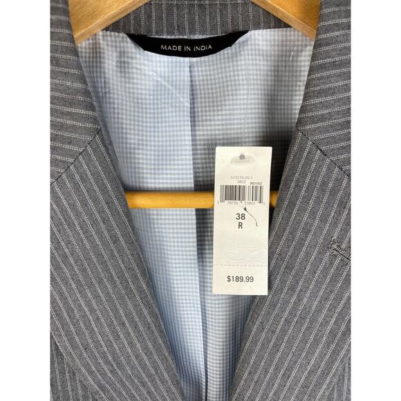 Banana Republic Gray Pinstripe Tailored Slim Fit Double Button Blazer Size 38 - Picture 5 of 10